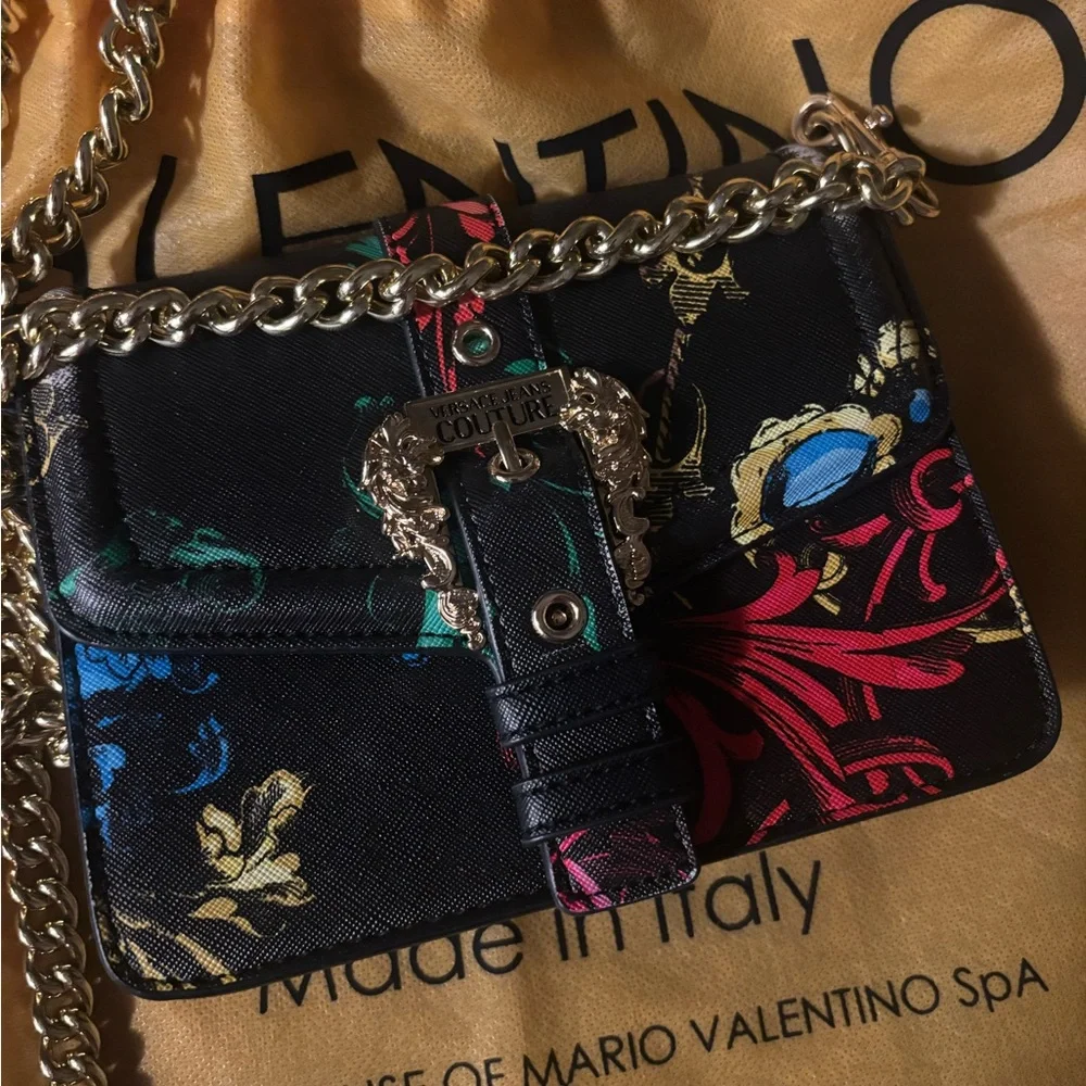 Versace Jeans Couture Black Multicolor Chain Crossbody Bag - Picture 1 of 8
